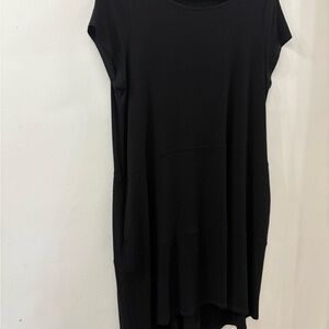 Eileen Fisher Black Casual Tshirt Dress - size PL - pockets